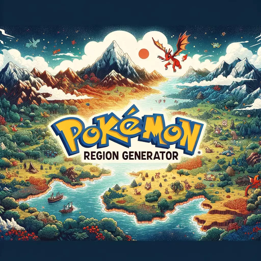 pokemon region name generator thumbnail with pokemon illustrations and pokemon logo