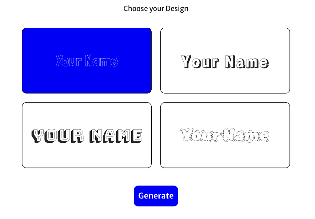 Showing how to select the design you want with the Name Coloring Pages Generator