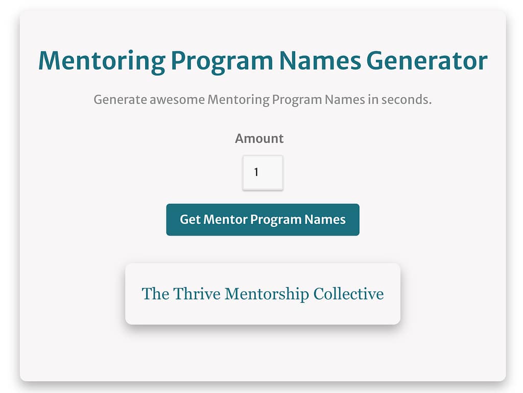 Screenshot of the Mentoring Program Names Generator