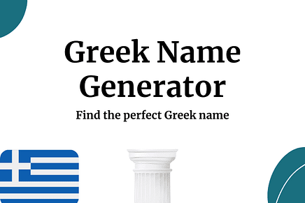 Greek name generator thumbnail with greek flag