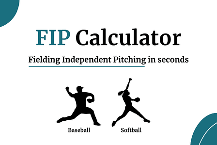 FIP calculator thumbnail with a baseball and softball pitcher