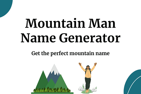 Mountain Man Name Generator thumbnail with a mountain and a hiker man