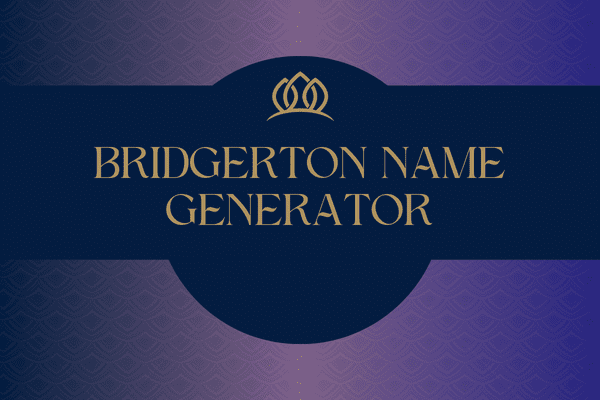 Bridgerton Name Generator thumbnail with a fancy purple illustration