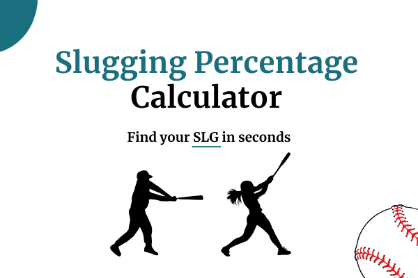 slugging percentage calculator thumbnail with baseball icon and baseball batter