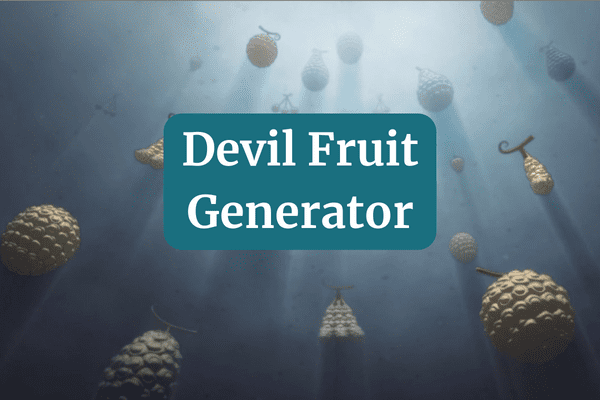 Devil fruit generator thumbnail with floating devil fruits underwater design