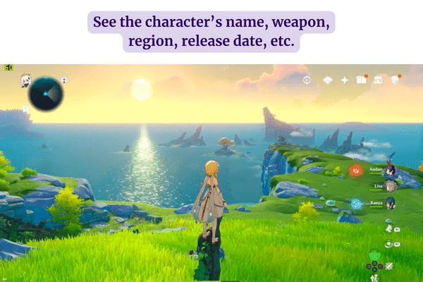 genshin character generator thumbnail with a screenshot of genshin