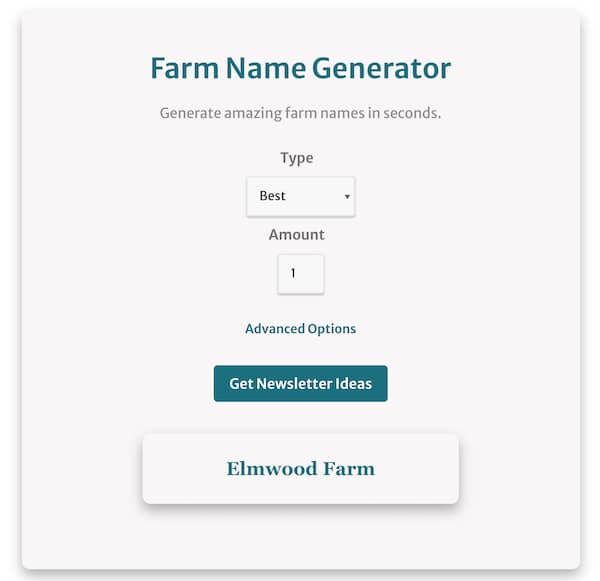 screenshot of the farm name generator so you can see how it works