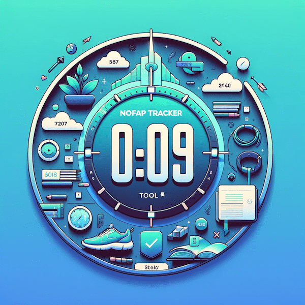 nofap tracker thumbnail with illustration with self discipline elements