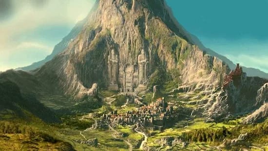 Traditional dwarven city named lonely mountain 