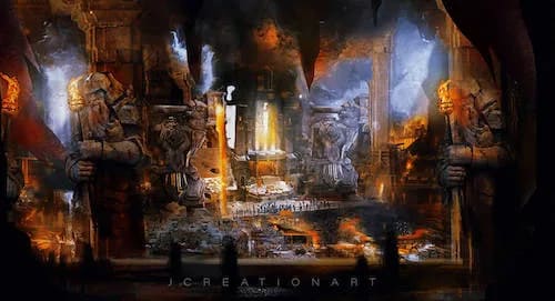 Dwarven city in beautiful underground cave