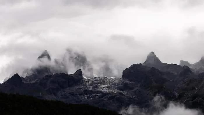 mystical mountains with clouds 