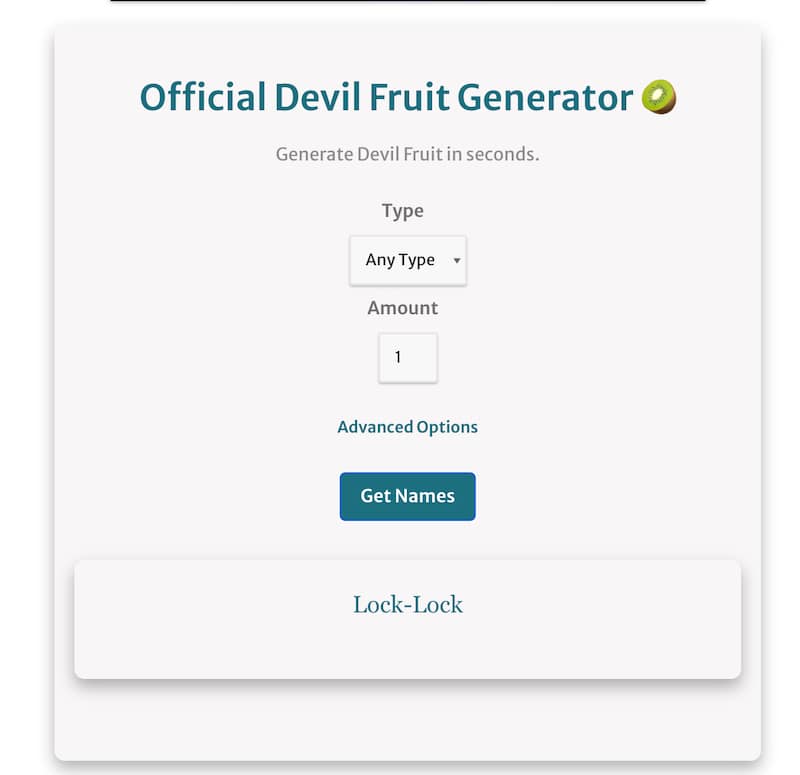 screenshot showing the devil fruit generator and how to use it step-by-step including changing the class to zoan, logia, and paramecia