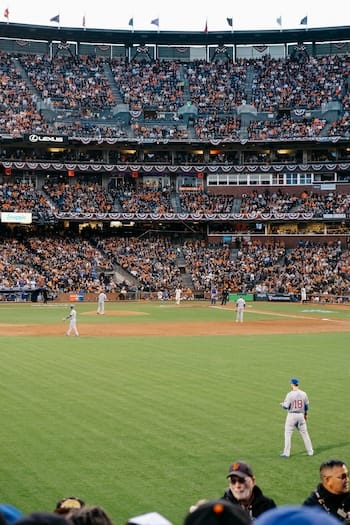 mlb baseball game of the outfield in a stadium